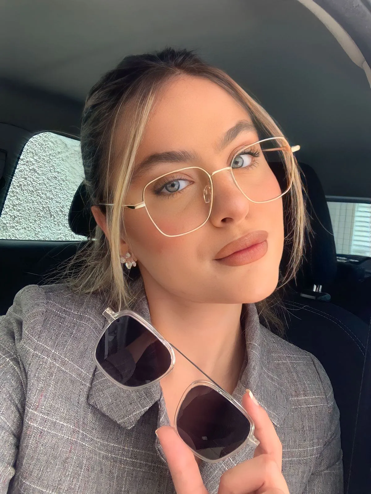 Armação de Óculos de Grau Clipon 2 em 1 Feminino Quadrado Dominique Dourado - Image 2